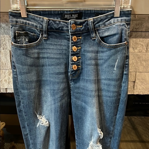 Judy Blue Blue Distressed Skinny Jeans size 28 - Picture 7 of 15
